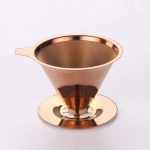 102mm Titanium coated Rose-gold Coffee filter with cup stand