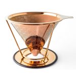 102mm Titanium coated Rose-gold coffee filter with-removable-cup-holder