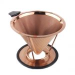 125mm Titanium coated Rose-gold coffee filter with-removable-cup-holder