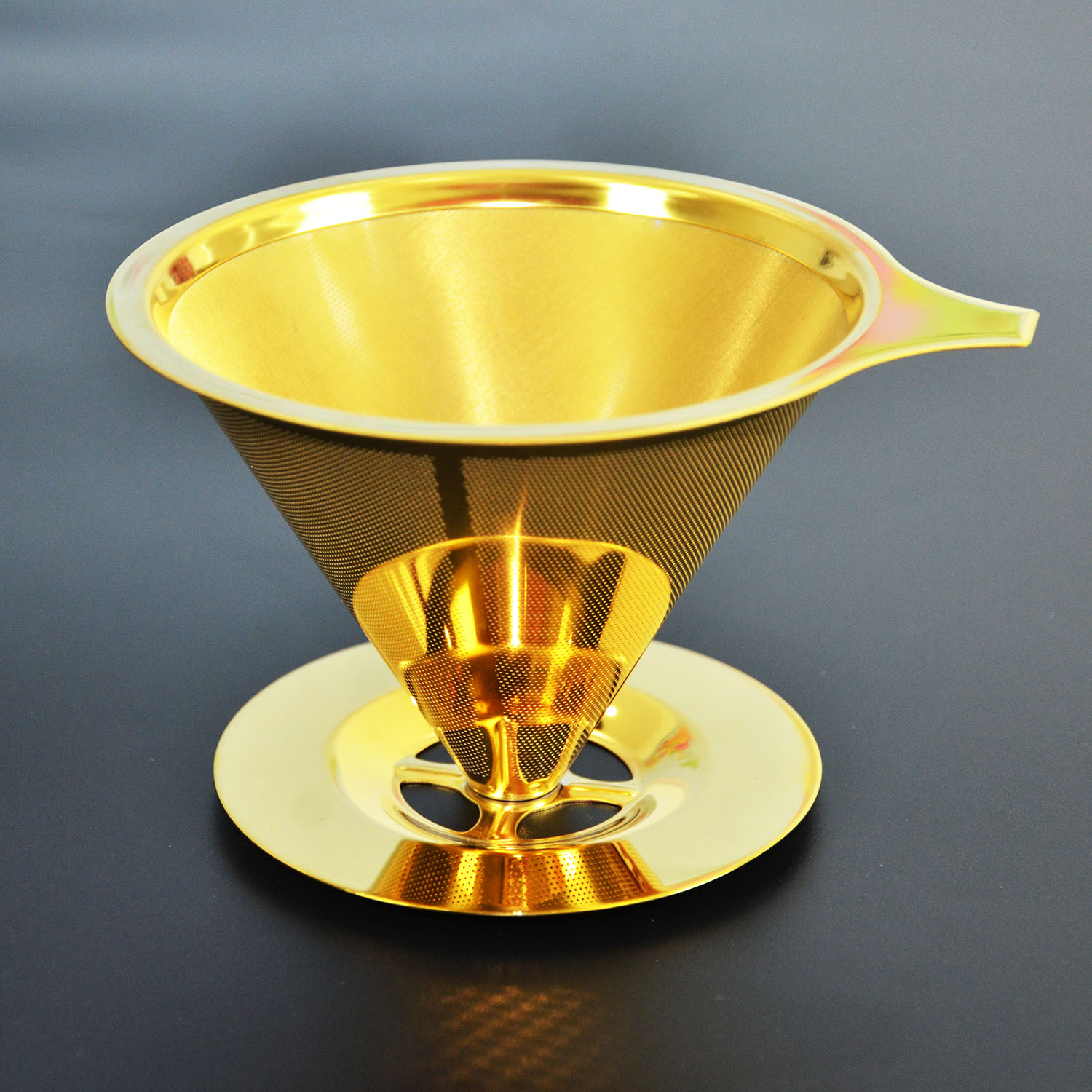 DSC_3429 102mm Titanium coated Coffee filter with cup stand - Image 1