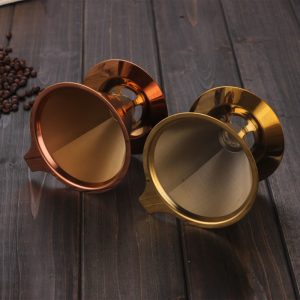 102mm Titanium coated Rose-gold Coffee filter with cup stand - Image 3