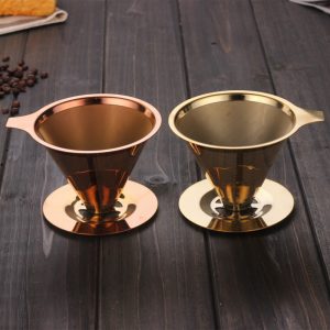 102mm Titanium coated Rose-gold Coffee filter with cup stand - Image 4
