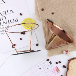 102mm Titanium coated Rose-gold coffee filter with-removable-cup-holder - Image 5