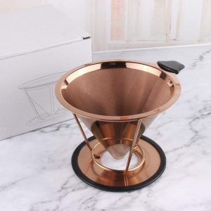 102mm Titanium coated Rose-gold coffee filter with-removable-cup-holder - Image 4